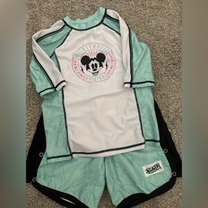 Disney Mickey Mouse Mint and White Rashguard Set